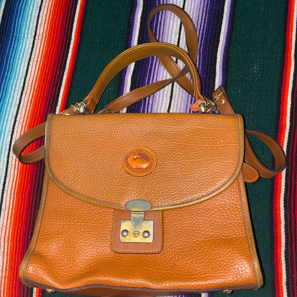 Vintage Dooney & Bourke AWL Tan Leather Satchel